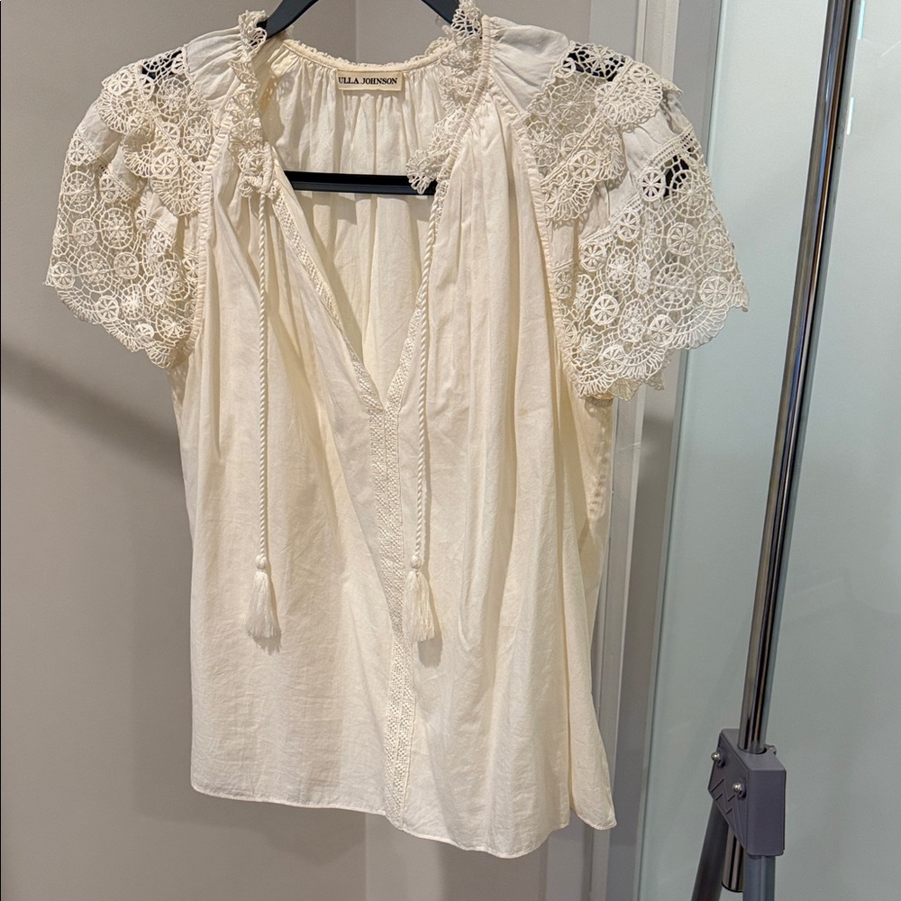 Ulla Johnson Lace Cotton Blouse | Ivory | Size 2
